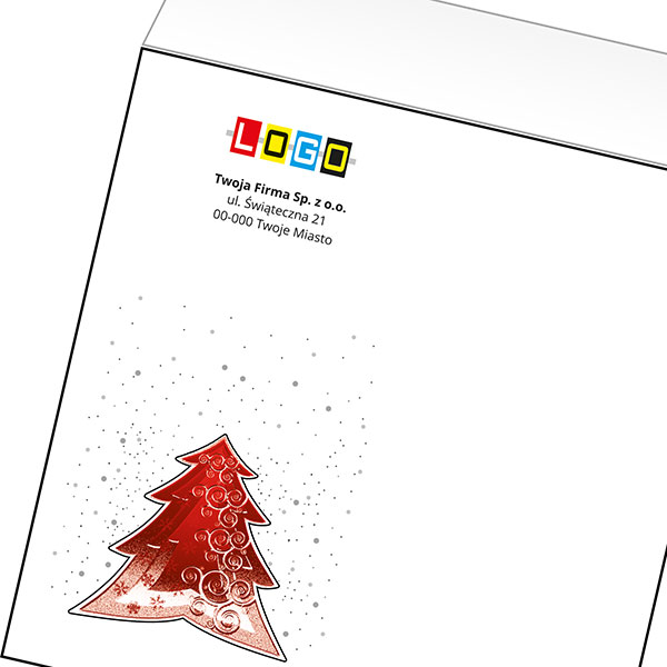 Koperta z LOGO - kartki świąteczne - karnet biznesowy BN4-483-p36 z LOGO - druk białym + CMYK