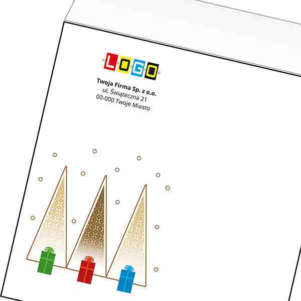 Koperta z LOGO - kartki świąteczne - karnet biznesowy BN4-484-p41 z LOGO - druk białym + CMYK