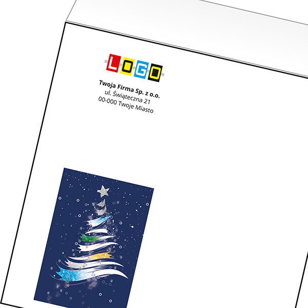 Koperta z LOGO - kartki świąteczne - karnet biznesowy BN4-485-p30 z LOGO - druk białym + CMYK