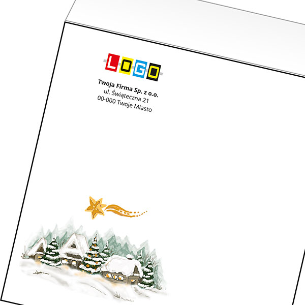 Koperta z LOGO - kartki świąteczne - karnet biznesowy BN4-488-p34 z LOGO - druk białym + CMYK