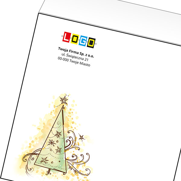 Koperta z LOGO - kartki świąteczne - karnet biznesowy BN4-489-p37 z LOGO - druk białym + CMYK