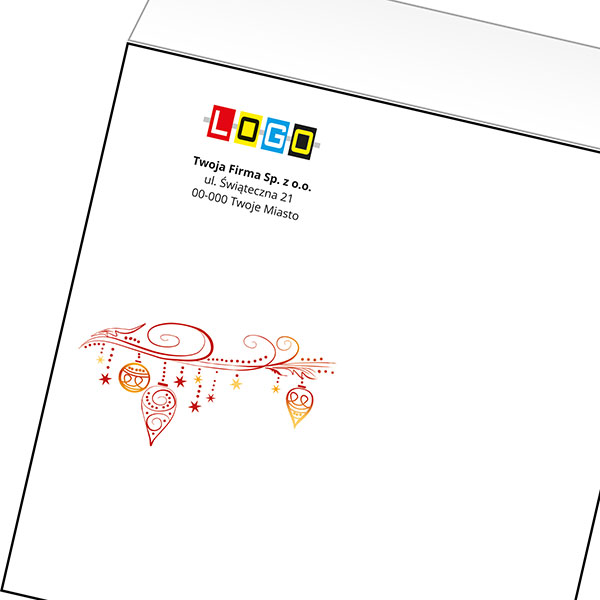 Koperta z LOGO - kartki świąteczne - karnet biznesowy BN4-490-p34 z LOGO - druk białym + CMYK
