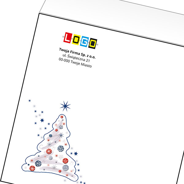 Koperta z LOGO - kartki świąteczne - karnet biznesowy BN4-491-p50 z LOGO - druk białym + CMYK