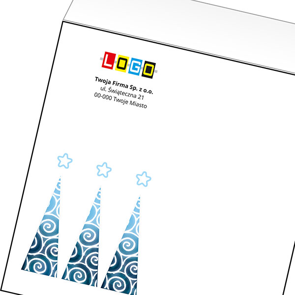 Koperta z LOGO - kartki świąteczne - karnet biznesowy BN4-492-p39 z LOGO - druk białym + CMYK
