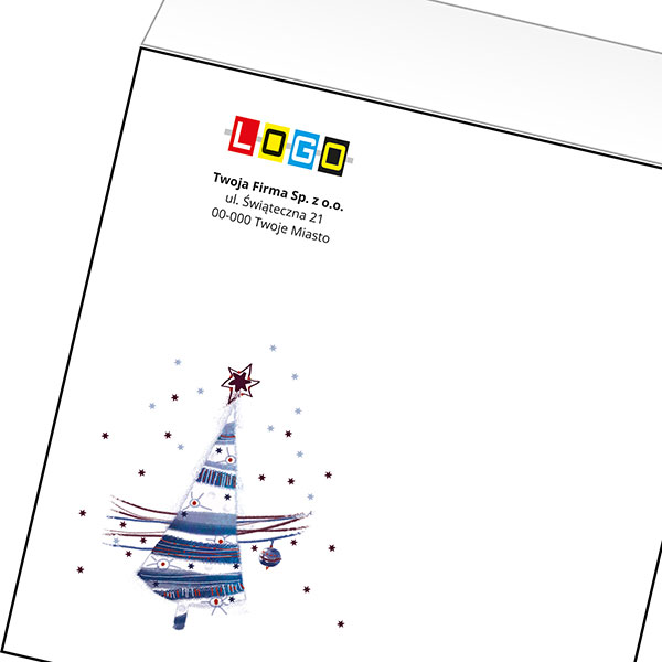 Koperta z LOGO - kartki świąteczne - karnet biznesowy BN4-493-p60 z LOGO - druk białym + CMYK