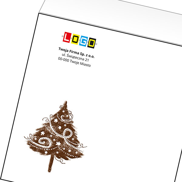 Koperta z LOGO - kartki świąteczne - karnet biznesowy BN4-494-p37 z LOGO - druk białym + CMYK