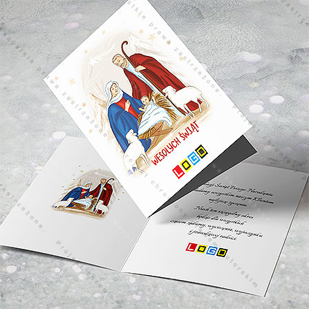 karnet świąteczny - wzór BN1-044, wizualizacja kartki świątecznej z LOGO