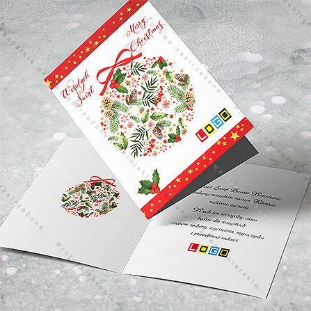 karnet świąteczny - wzór BN1-054, wizualizacja kartki świątecznej z LOGO