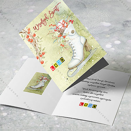 karnet świąteczny - wzór BN1-089, wizualizacja kartki świątecznej z LOGO