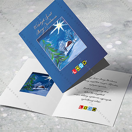 karnet świąteczny - wzór BN1-110, wizualizacja kartki świątecznej z LOGO