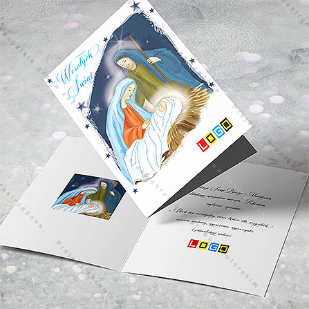 karnet świąteczny - wzór BN1-182, wizualizacja kartki świątecznej z LOGO