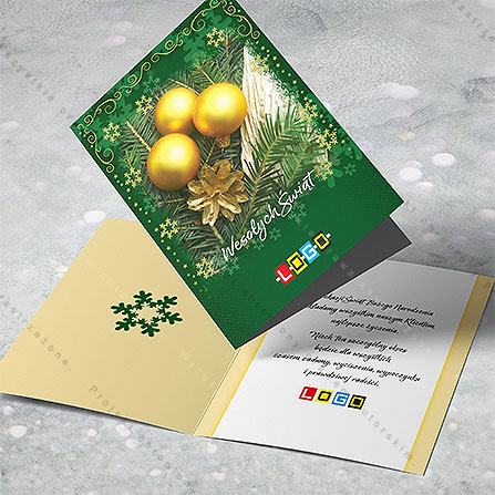 karnet świąteczny - wzór BN1-201, wizualizacja kartki świątecznej z LOGO
