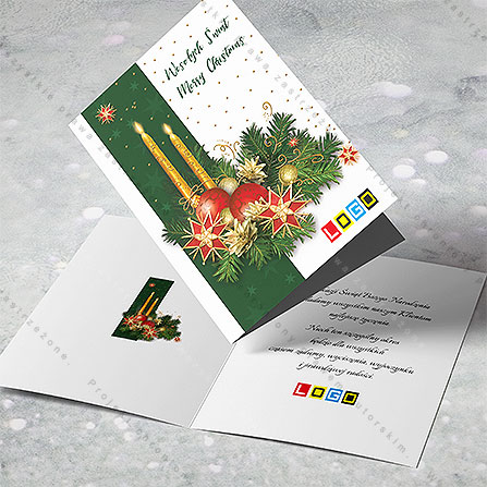 karnet świąteczny - wzór BN1-290, wizualizacja kartki świątecznej z LOGO