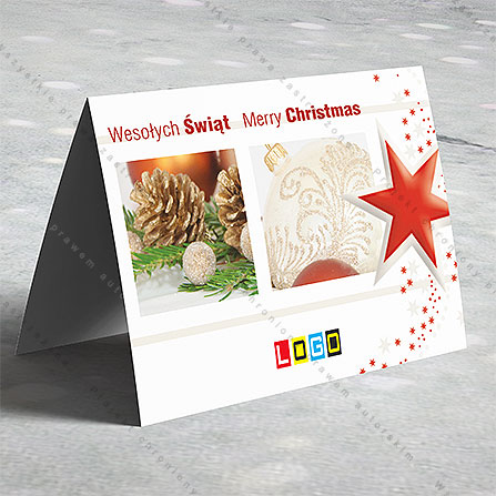 karnet świąteczny - wzór BN1-361, wizualizacja kartki świątecznej z LOGO