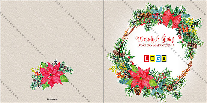 Kartka świąteczna - wzór BN2-023, strony zewnętrzne - awers