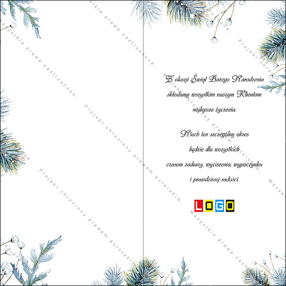 Karnet świąteczny - wzór BN3-015, strony wewnętrzne - rewers