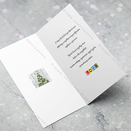 karnet świąteczny - wzór BN3-025, wizualizacja kartki świątecznej z LOGO