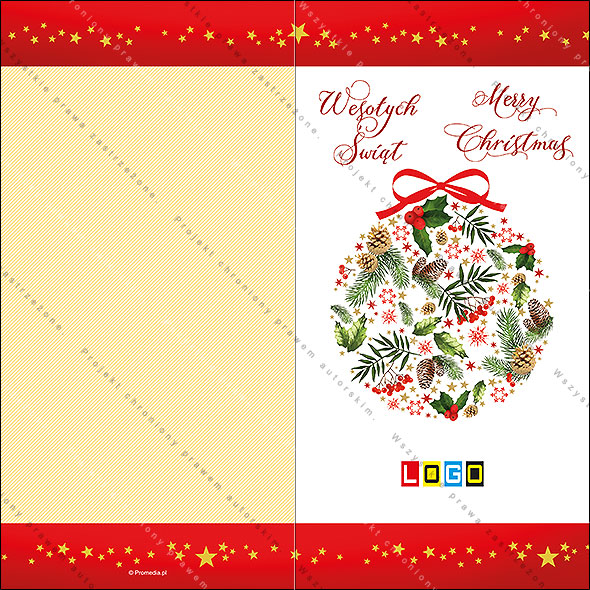 Karnet świąteczny - wzór BN3-054, strony zewnętrzne - awers