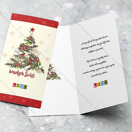 karnet świąteczny - wzór BN3-065, wizualizacja kartki świątecznej z LOGO