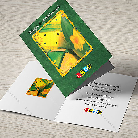 kartki wielkanocne dla firm - wzór , wizualizacja kartki wielkanocnej z LOGO