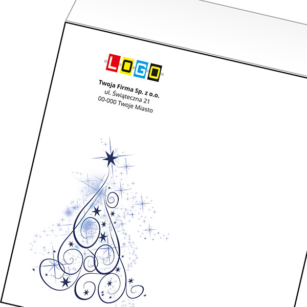 Koperta z LOGO - kartki świąteczne - karnet biznesowy BN4-010-p30 z LOGO - druk białym + CMYK