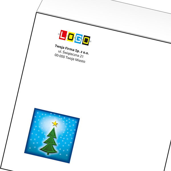 Koperta z LOGO - kartki świąteczne - karnet biznesowy BN4-101-p30 z LOGO - druk białym + CMYK