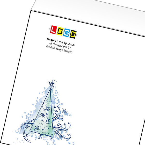 Koperta z LOGO - kartki świąteczne - karnet biznesowy BN4-108-p40 z LOGO - druk białym + CMYK