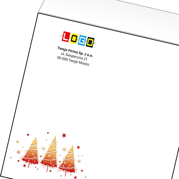 Koperta z LOGO - kartki świąteczne - karnet biznesowy BN4-355-p34 z LOGO - druk białym + CMYK