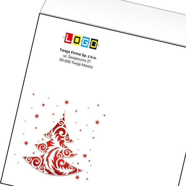 Koperta z LOGO - kartki świąteczne - karnet biznesowy BN4-412-p52 z LOGO - druk białym + CMYK