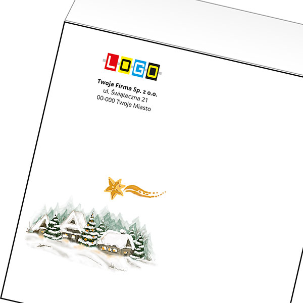 Koperta z LOGO - kartki świąteczne - karnet biznesowy BN4-413-p37 z LOGO - druk białym + CMYK