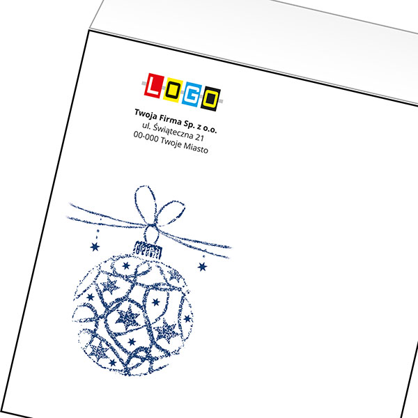 Koperta z LOGO - kartki świąteczne - karnet biznesowy BN4-414-p40 z LOGO - druk białym + CMYK