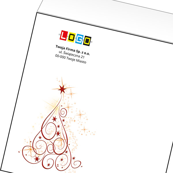 Koperta z LOGO - kartki świąteczne - karnet biznesowy BN4-416-p34 z LOGO - druk białym + CMYK