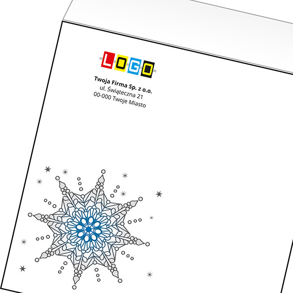 Koperta z LOGO - kartki świąteczne - karnet biznesowy BN4-426-p44 z LOGO - druk białym + CMYK