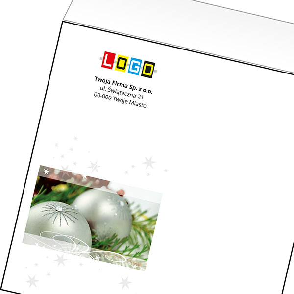 Koperta z LOGO - kartki świąteczne - karnet biznesowy BN4-427-p44 z LOGO - druk białym + CMYK