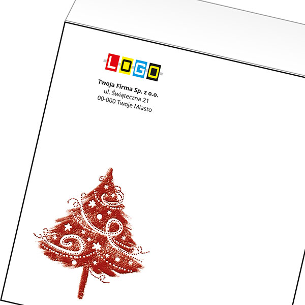 Koperta z LOGO - kartki świąteczne - karnet biznesowy BN4-432-p34 z LOGO - druk białym + CMYK
