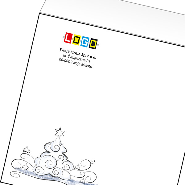 Koperta z LOGO - kartki świąteczne - karnet biznesowy BN4-479-p44 z LOGO - druk białym + CMYK