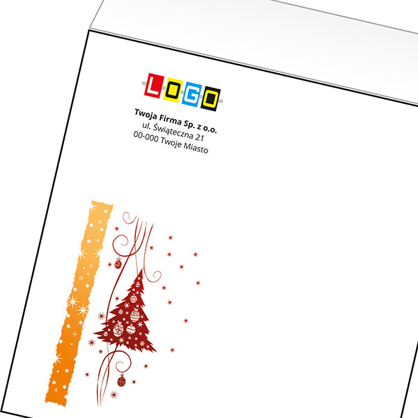 Koperta z LOGO - kartki świąteczne - karnet biznesowy BN4-481-p34 z LOGO - druk białym + CMYK