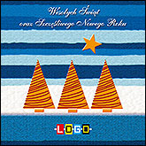 Pomarańczowe choinki w pasy – kartka BK-045