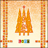 Pomarańczowe choinki – kartka BK-396