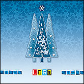 Błękitne choinki z płatkiem – kartka BK-456