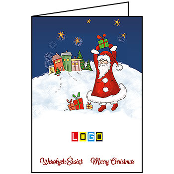 Wzór BN1-034 - Kartki drukowane dla firm z LOGO, Karnety świąteczne dla firm, pozioma - podgląd miniaturka