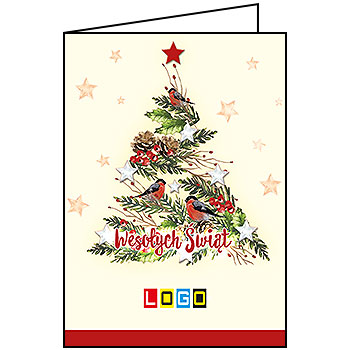 Wzór BN1-065 - Kartki drukowane dla firm z LOGO, Karnety świąteczne dla firm, pozioma - podgląd miniaturka