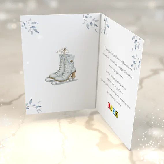 Zimowe łyżwy BN1-156 — wnętrze kartki, motyw koronka i ornament
