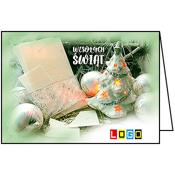 Wzór BN1-253 - Kartki drukowane dla firm z LOGO, Karnety świąteczne dla firm, pozioma - podgląd miniaturka