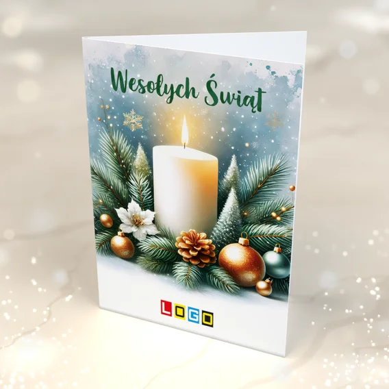 Świąteczne światło BN1-440 — przód kartki, motyw świece i lampki Świąteczne światło BN1-440 — przód kartki, motyw świece i lampki
