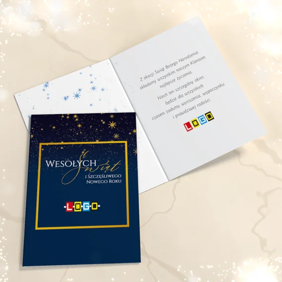 Granatowe życzenia BN1-456 — widok ogólny, motyw gwiazdy i gwiazdki Granatowe życzenia BN1-456 — widok ogólny, motyw gwiazdy i gwiazdki