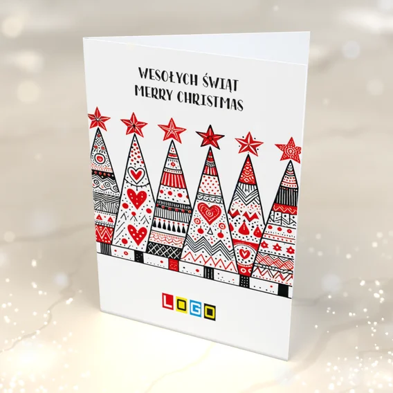 Nowoczesne choinki BN1-467 — przód kartki, motyw choinka Nowoczesne choinki BN1-467 — przód kartki, motyw choinka