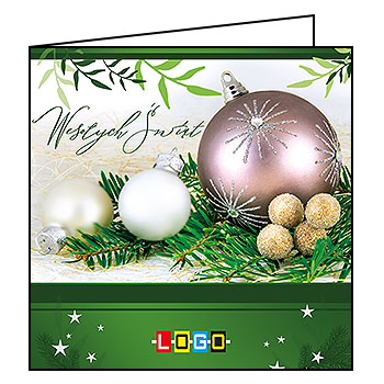 Wzór BN2-062 - Kartki drukowane dla firm z LOGO, Karnety świąteczne dla firm, pozioma - podgląd miniaturka