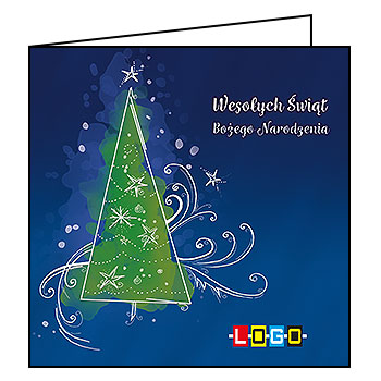 Wzór BN2-108 - Kartki drukowane dla firm z LOGO, Karnety świąteczne dla firm, pozioma - podgląd miniaturka