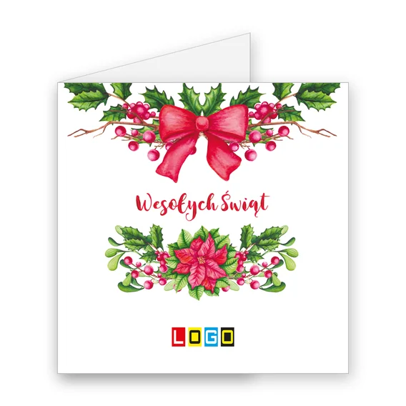 Tradycyjny wieniec BN2-138 — okładka, motyw jemioła i ostrokrzew